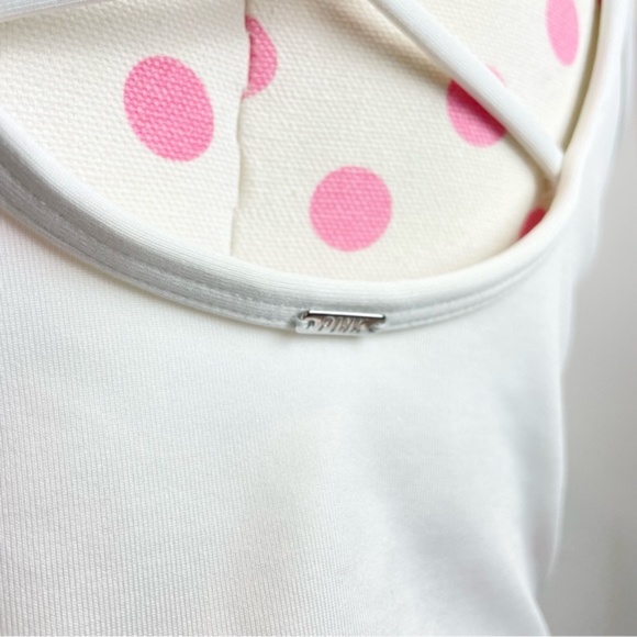 SOLD - PINK Ultimate Lightly Lined Sports Crop Top Bra Cross Back White Large - Picture 6 of 9